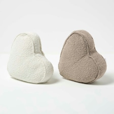 Homescapes Luxury Boucle Fabric Heart Doorstop Set of 2
