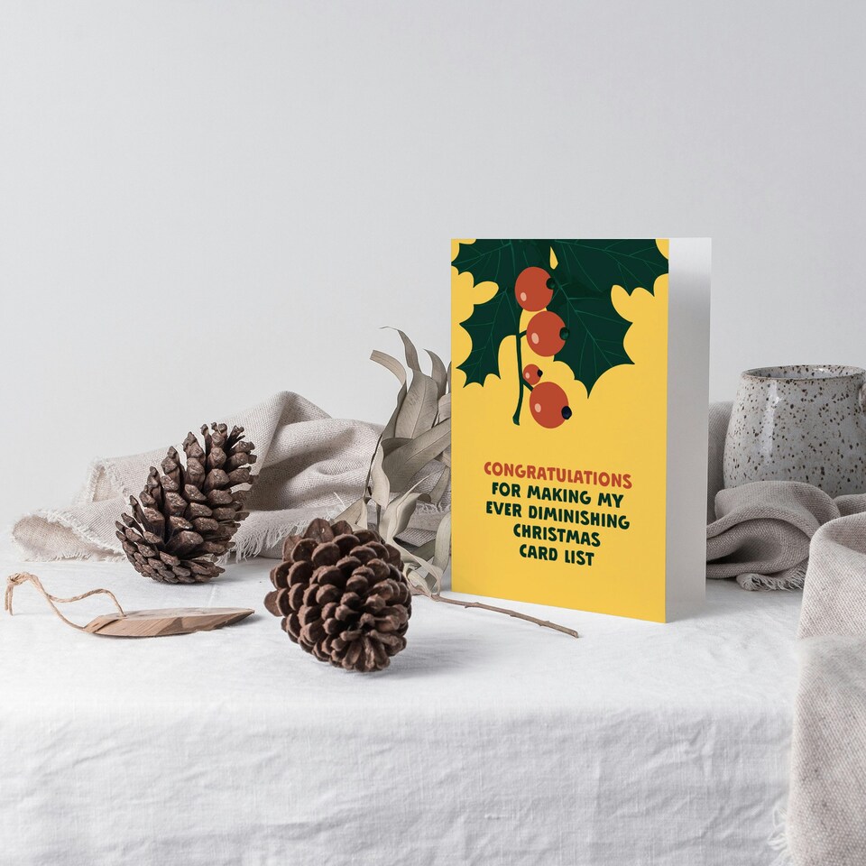 image 1 of Congratulations For Making Diminishing List Funny Blank For Him Or Her Art Christmas Card