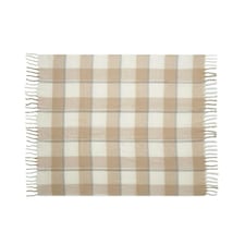 MidOcean Quet Mohair Chequered Blanket - Beige - 152cm x 127cm | Brown