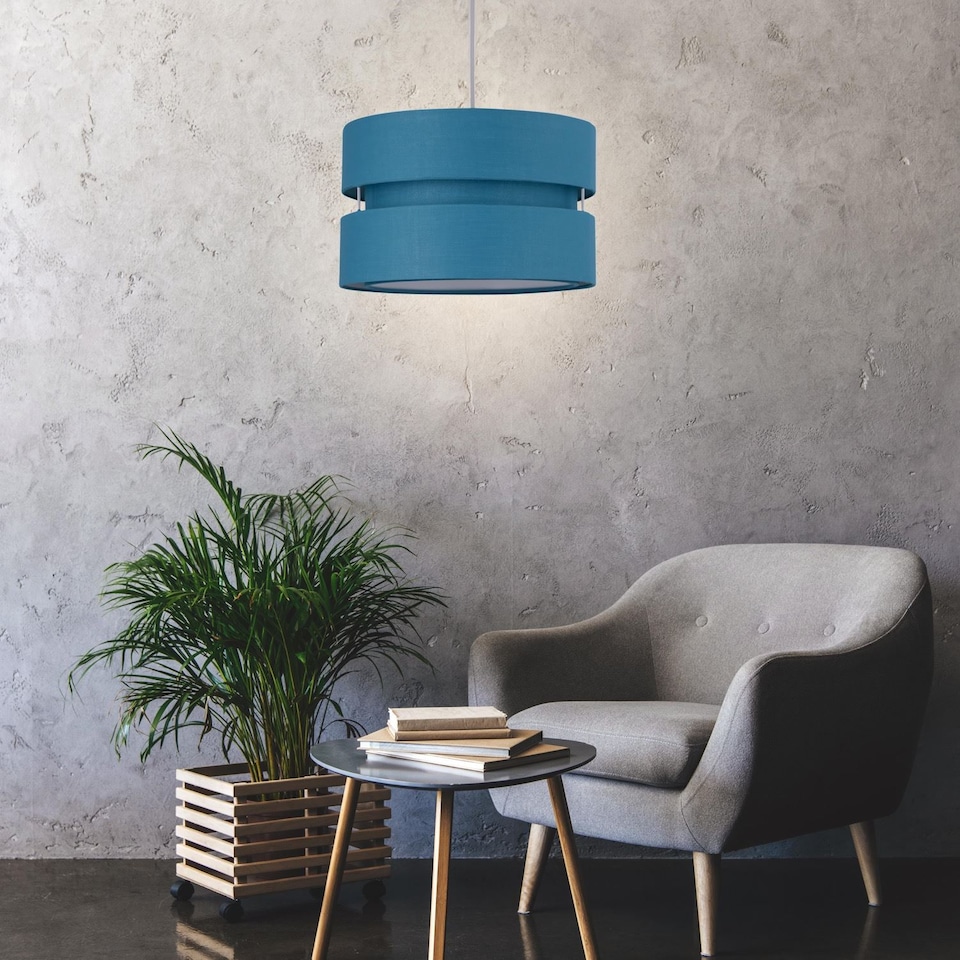 image 1 of Pair of Teal Layered Easy Fit Light Shades | Green | Large | 2