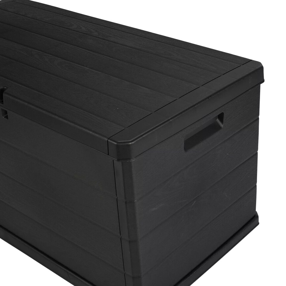 image 1 of 350L Outdoor Patio Anthracite Plastic Garden Storage Box With Handles & Wheels