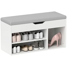 HOMCOM Sit-On Shoe Storage Unit w/ Hidden Compartment Handles Cream