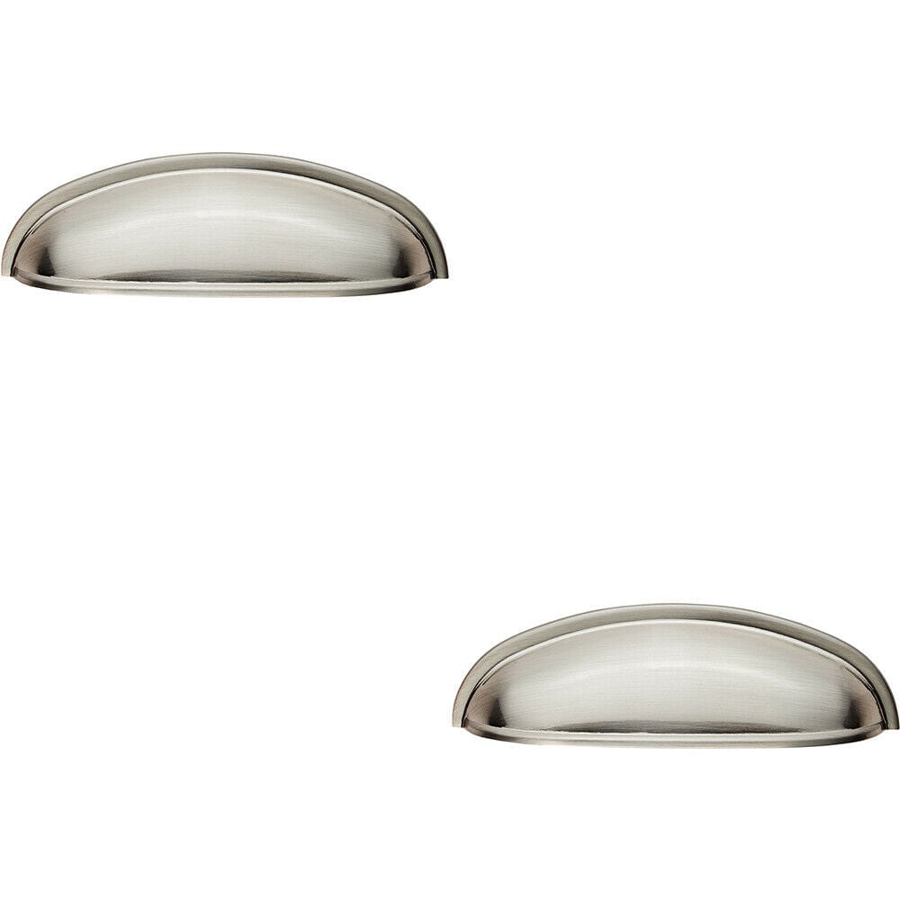 Loops 2x Shaker Cup Pull Handle 124 x 35mm 96mm Fixing Centres Satin Nickel in Metallics