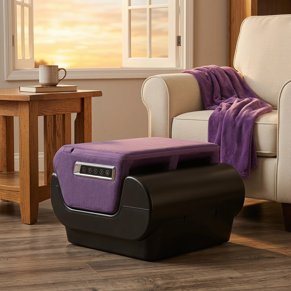 image 1 of HOMCOM 2 in 1 Foot Massager Machine & Ottoman with Heat