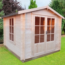 2.7m x 2.7m Premier Apex Log Cabin With Double Doors + Free Floor & Felt (19mm)