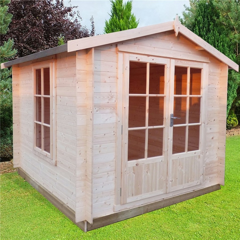 image 1 of 2.7m x 2.7m Premier Apex Log Cabin With Double Doors + Free Floor & Felt (19mm)