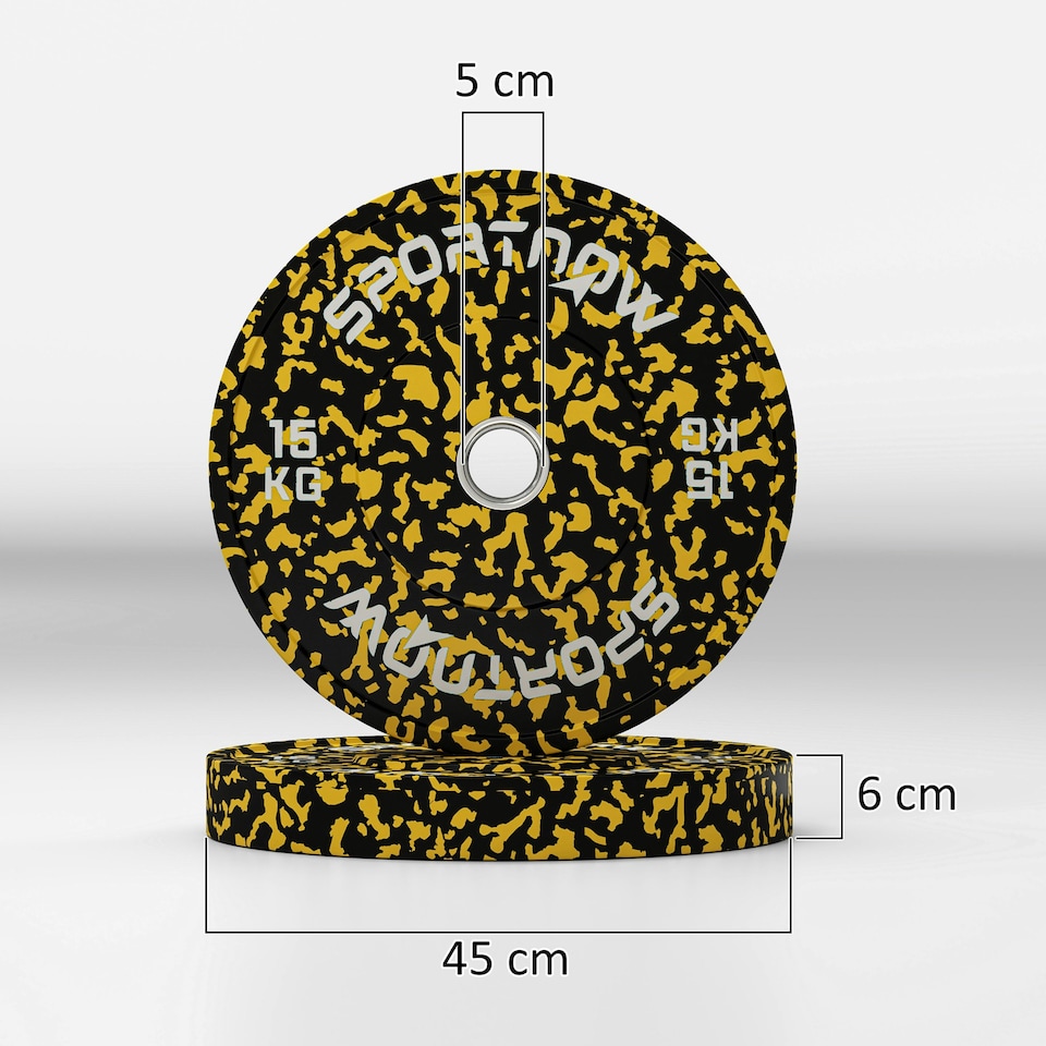 image 1 of SPORTNOW Olympic Weight Plates with 5cm Holes for Weight Lifting | Yellow | Not provided
