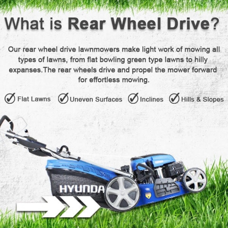 image 1 of Hyundai 21" / 53cm 196cc Electric -Start Self-Propelled Petrol Roller Lawnmower, 70L Catcher & Rear Discharge | HYM530SPER