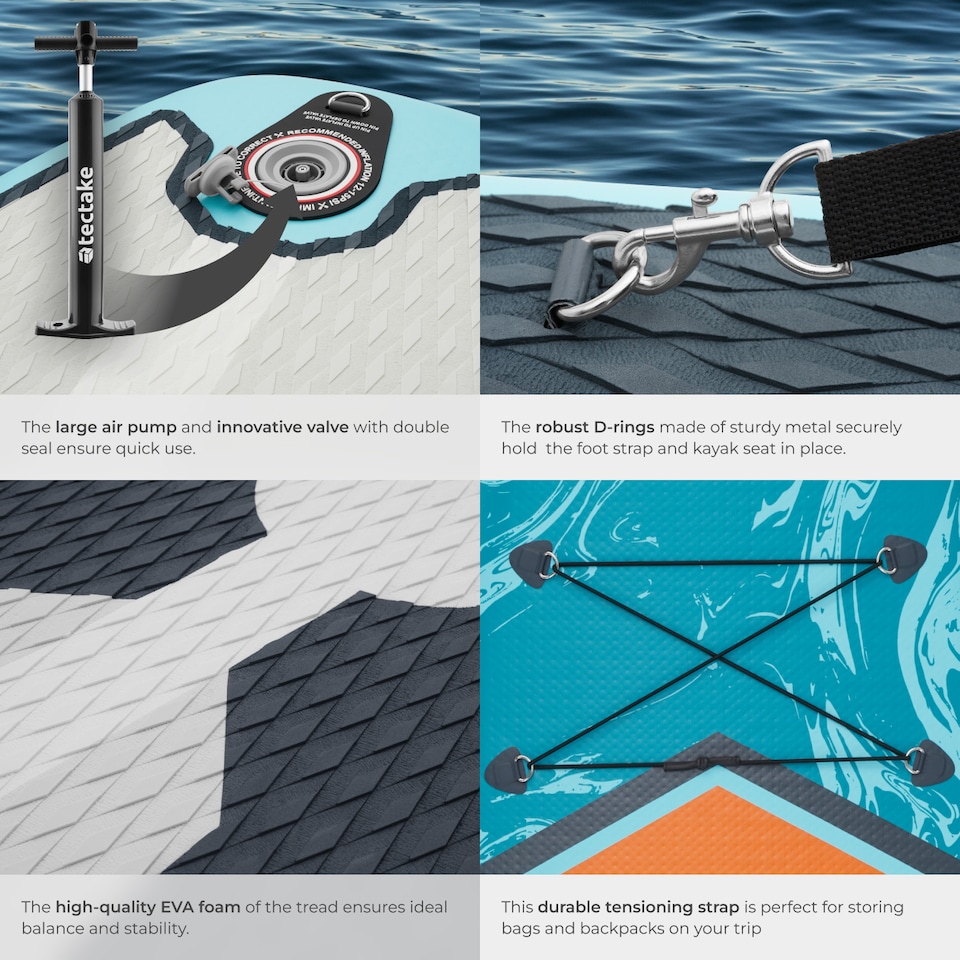 image 1 of 2-in-1 inflatable SUP kayak, with paddle, pump, backpack | Blue | turquoise/orange | 1