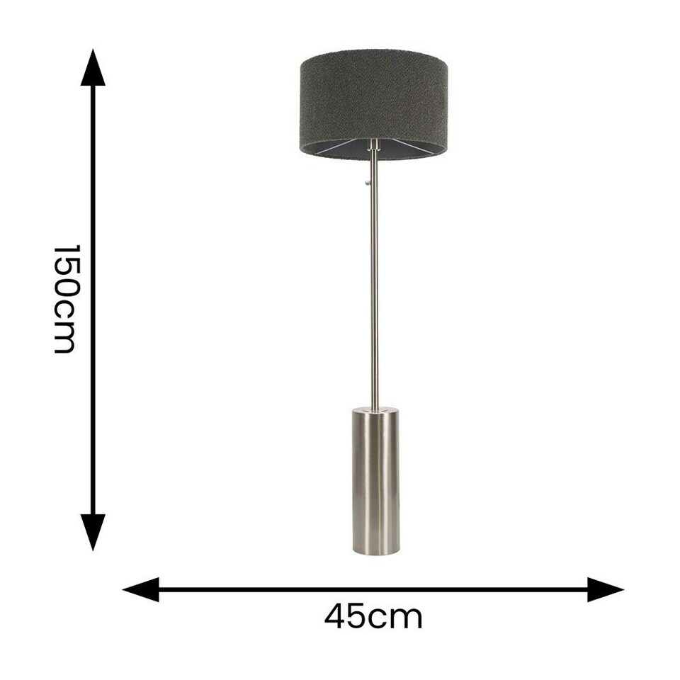 image 1 of ValueLights Lexy Charcoal Boucle Shade with Brushed Chrome Dimmable Floor Lamp with LED Bulb