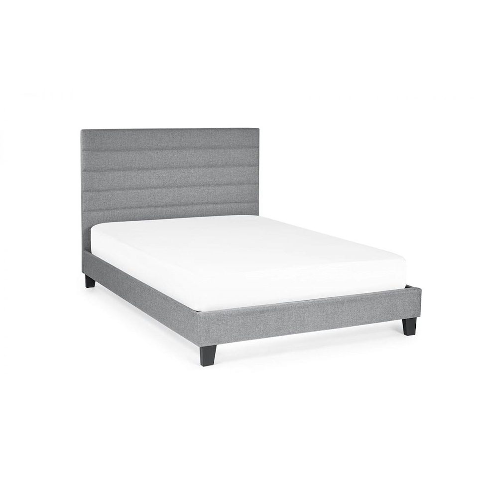 image 1 of Premium Grey Linen Bed with a Horizontal Tufted Headboard - Double 4ft 6" (135cm)