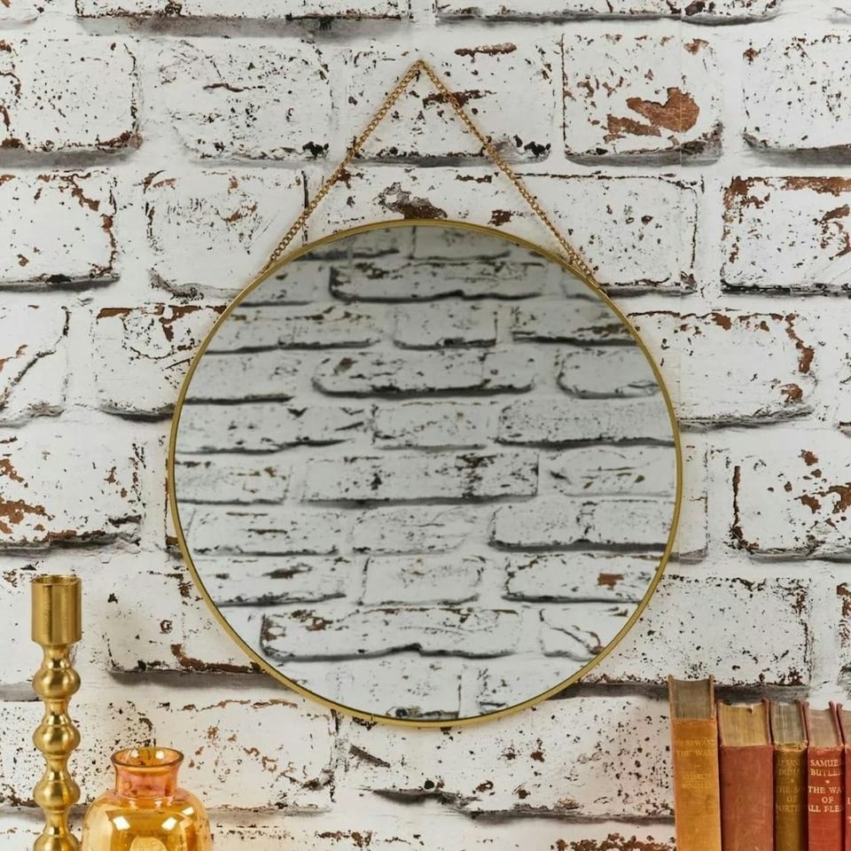 image 1 of 30cm Gold or Black Round Hanging Wall Mirror | Black | 1