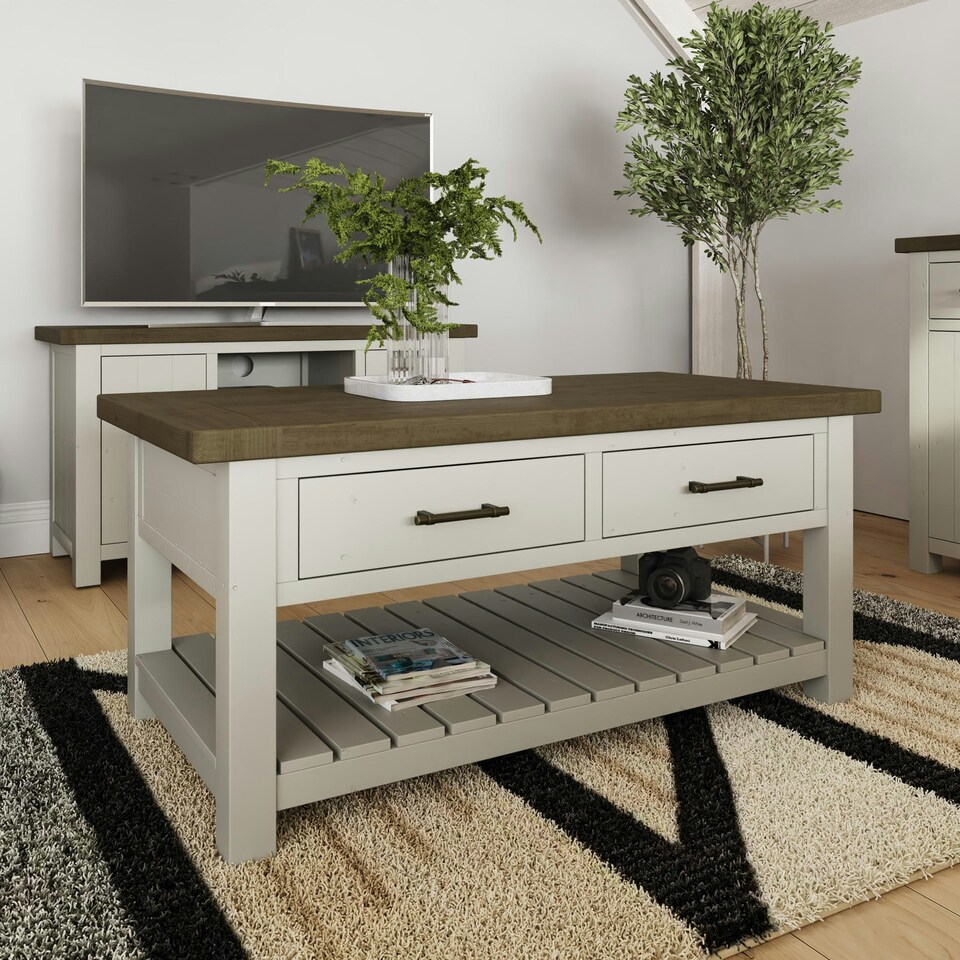 image 1 of Purbeck Truffle 2 Drawer Coffee Table N/A