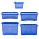 image 1 of Wham Crystal 5 x Multisize Stackable Plastic Storage Boxes with Lids Tint Spectrum Blue Blue