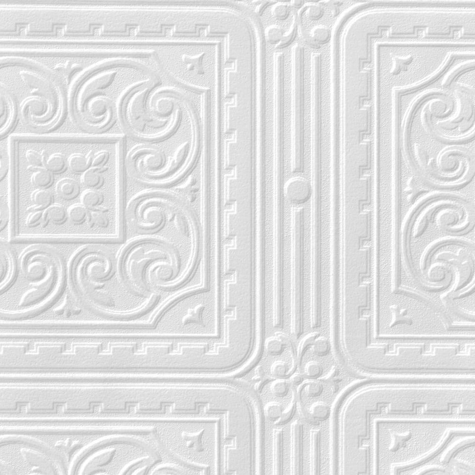 image 1 of Anaglypta Turner Tile Vinyl Textured Wallpaper - White - 10m x 53cm | White