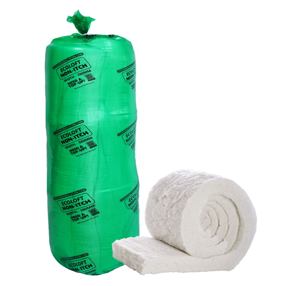 100mm Itch Free Wool Insulation. 570mm x 8m Roll - EcoLoft Non Itch