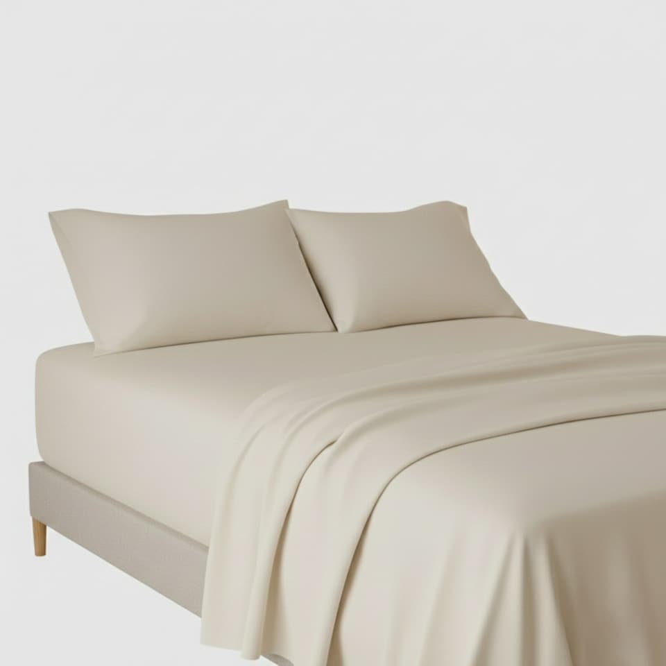image 1 of Flannelette Flat Sheet Soft Brushed Cotton Bedding for Warmth Comfort | Cream | King