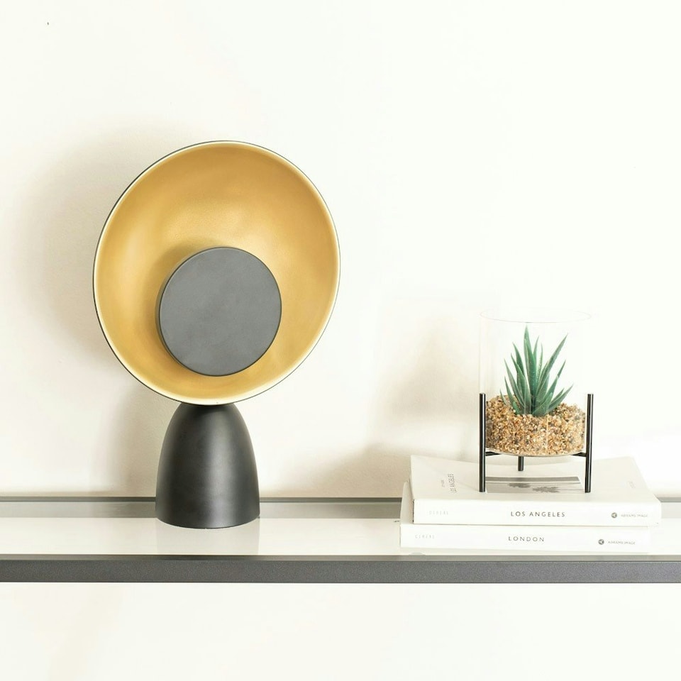 image 1 of ValueLights Saffy Matt Black Metal Integrated LED Metallic Shade Table Lamp