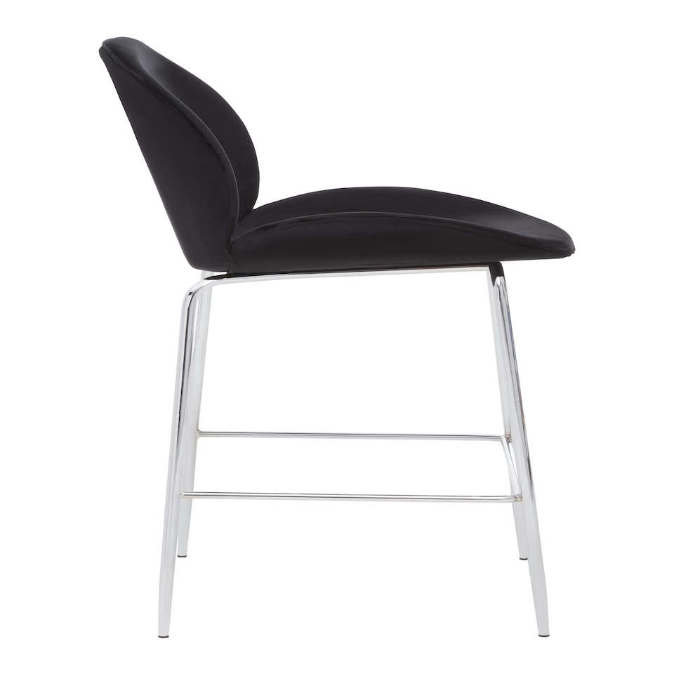 image 1 of Tamzin Black Velvet Chrome Finish Bar Chair Black