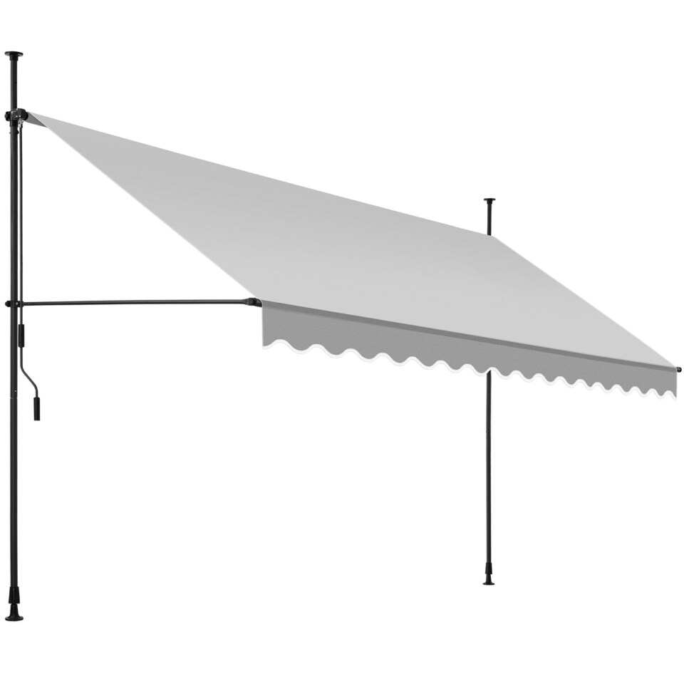 image 1 of Awning with hand crank - pressure fitted , height adjustable | Grey | light grey | 400 x 180 cm | 1