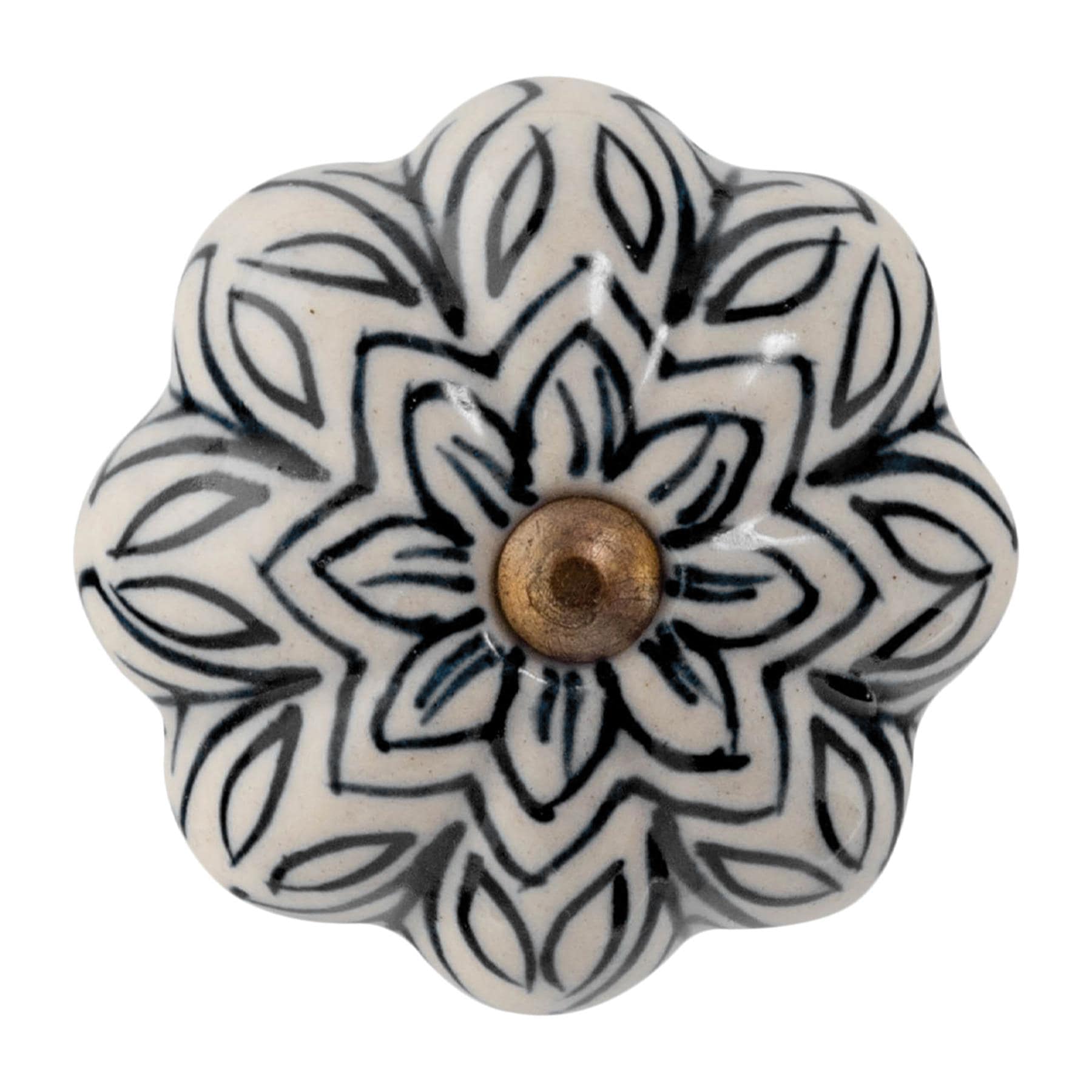 Nicola Spring Floral Ceramic Cabinet Knob in Black | Size: 1000mm x 500mm