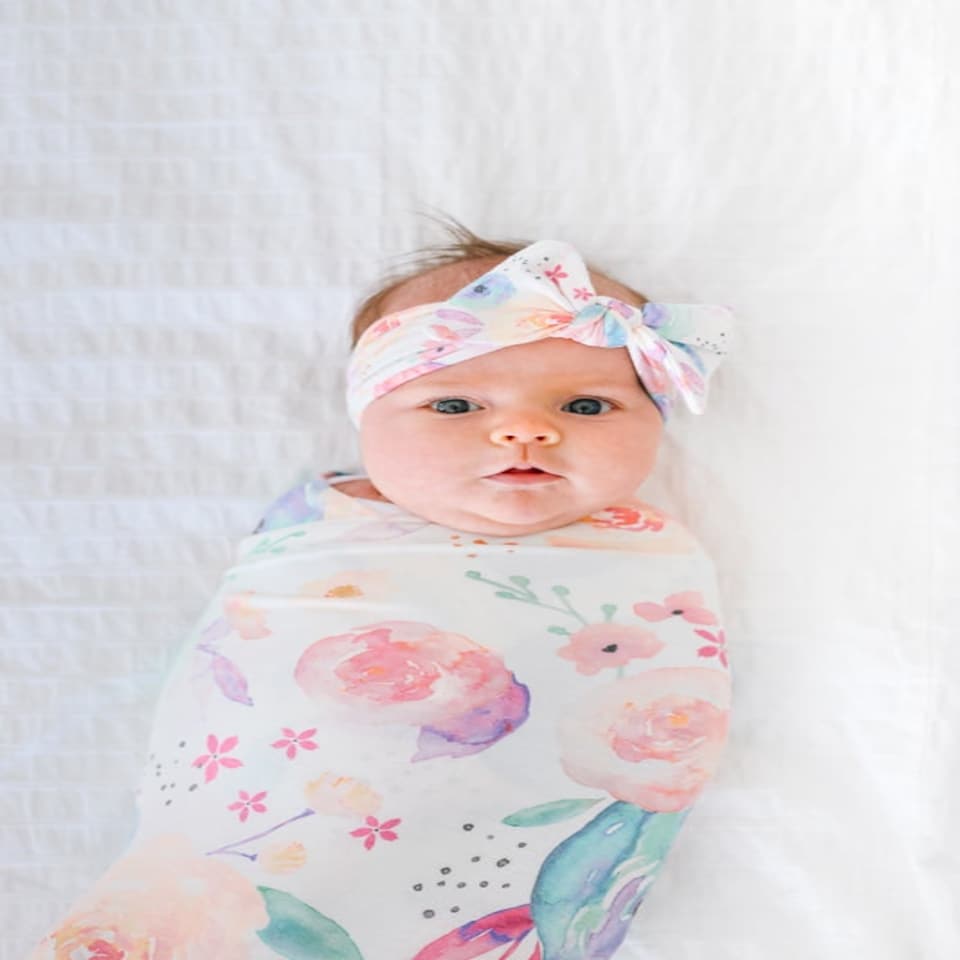 image 1 of Copper Pearl Knitted Swaddle Blanket Bloom