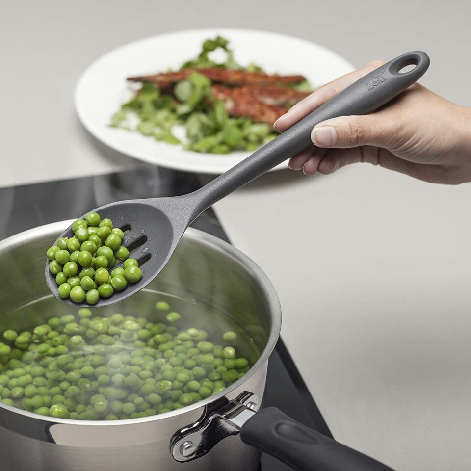 image 1 of Zeal Silicone Slotted Spoon 28cm, Dark Grey