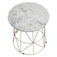 image 5 of Interiors by Premier Marble Top White Side Table, Open Design Frame Bedside Table, Round End Table for Living Room, Lounge Gold