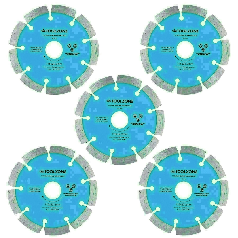 image 1 of 115mm x 8mm Mortar Raking Diamond Pointing Disc Blade Masonry 4-1/2" 5pk