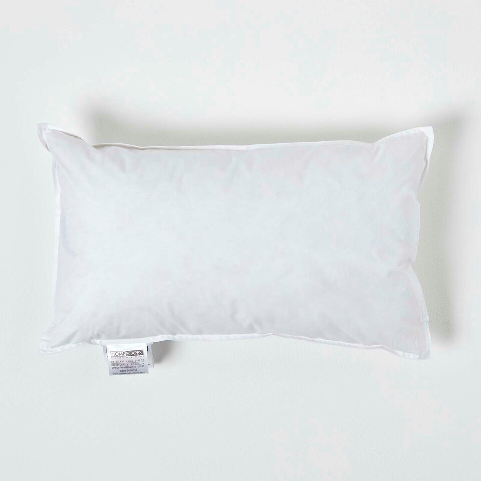image 1 of Homescapes Luxury Duck Feather Cushion Pad Insert Inner 50 x 30 cm (20 x 12") White