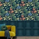 image 2 of Belgravia Oliana Floral Wallpaper - Navy/Green - 10m x 53cm Blue
