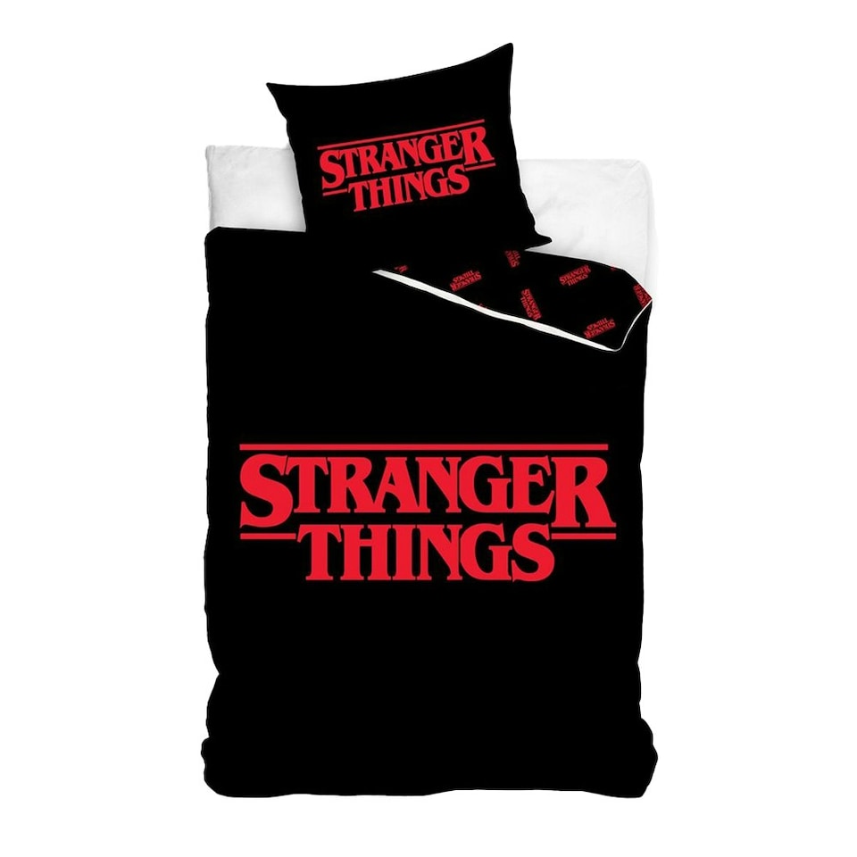 Stranger Things Logo Duvet Cover Set - Black/Red - Single