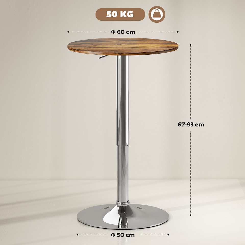 image 1 of HOMCOM Round Bar Table, Swivel Bistro Table with Adjustable Height