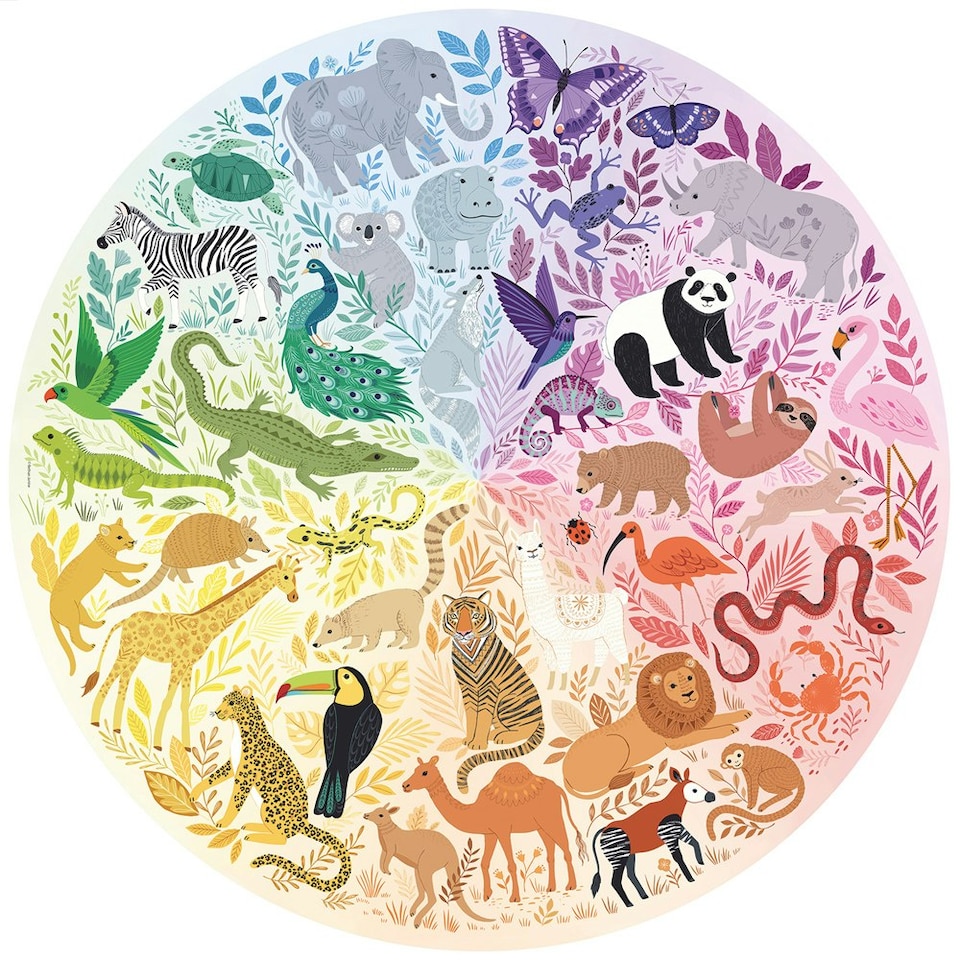 image 1 of Ravensburger Circle of Colours Animals 500 Piece Jigsaw Puzzle with Poster Age 10+