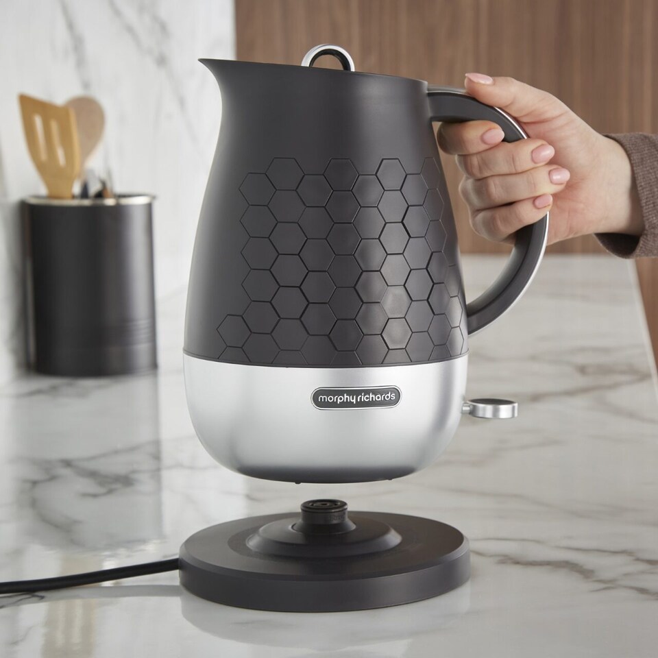 image 1 of Morphy Richards Cassini Kettle and Toaster Set Black Moonless Night