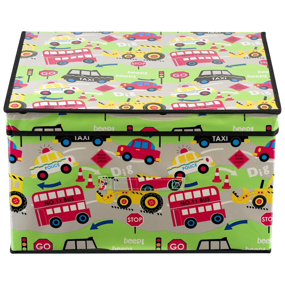 image 1 of The Magic Toy Shop Road Works Design Foldable Toy Storage Box 50x30x40cm