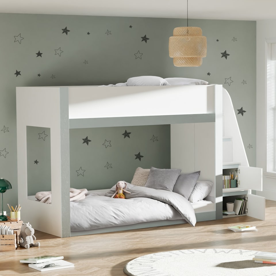 image 1 of Quince Bunk Bed - White and Silver -  Single (90cm)