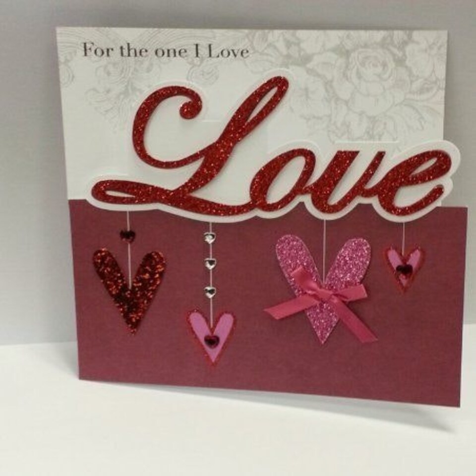 image 1 of Second Nature Collectable Keepsakes Valentine's Day Card with Love Lettering and Hearts