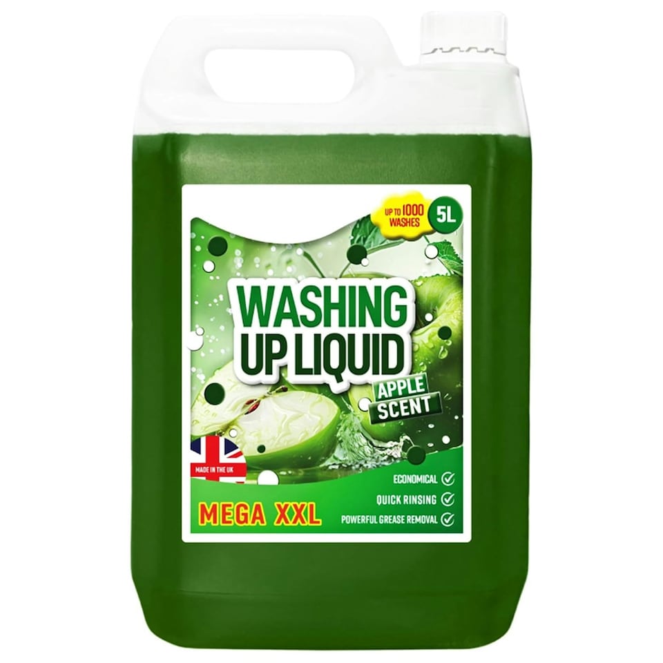 image 1 of 1 x 5 Litre Mega XXL Powerful Washing Up Liquid Apple Scented Dish Detergent