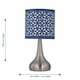 image 7 of Set of 2 Romana - Brushed Chrome Touch Operated Table Lamps Bedside Lights Navy Blue Laser Cut Shade Silver | Blue