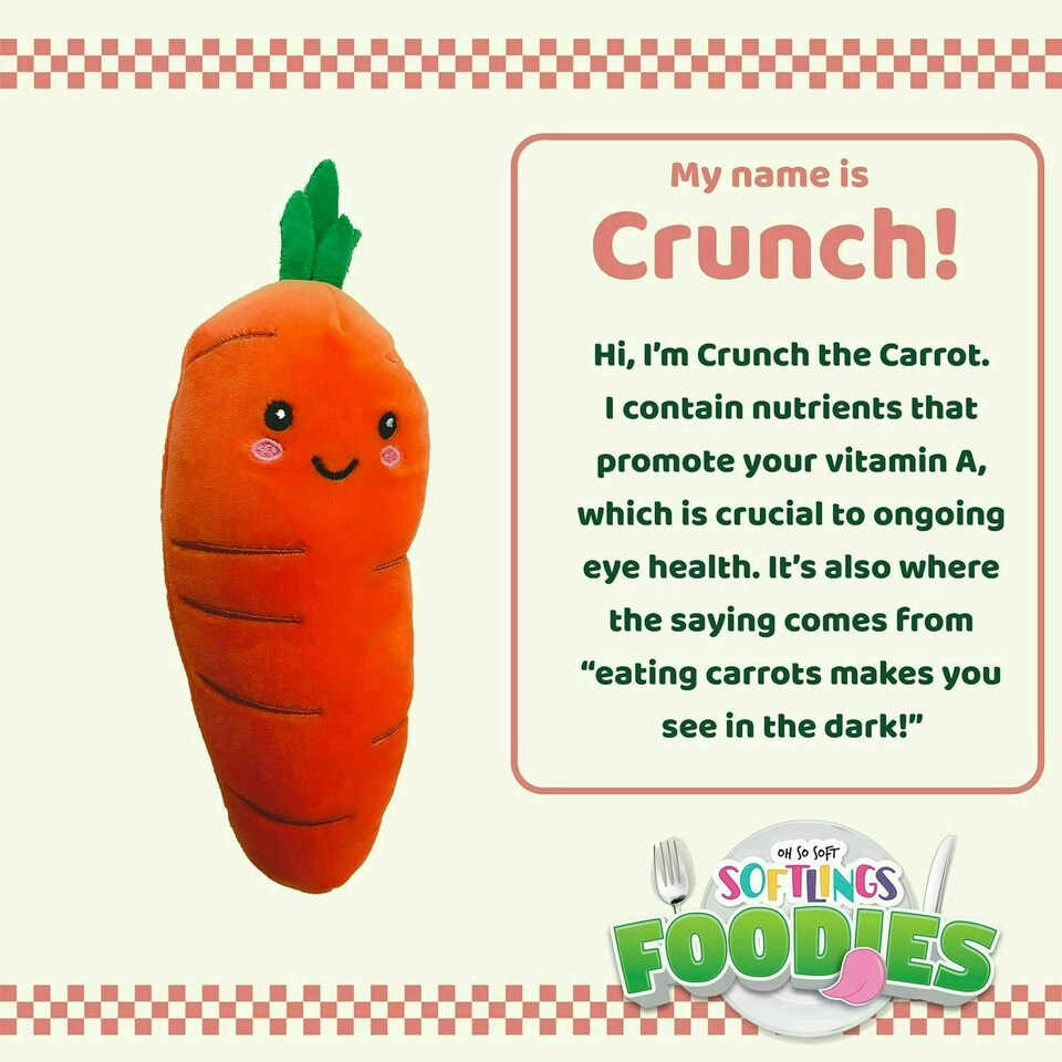 image 1 of Carrot Soft Toy Food Themed Cute Plush Cuddly Yummy Soft Fluffy 16cm Orange