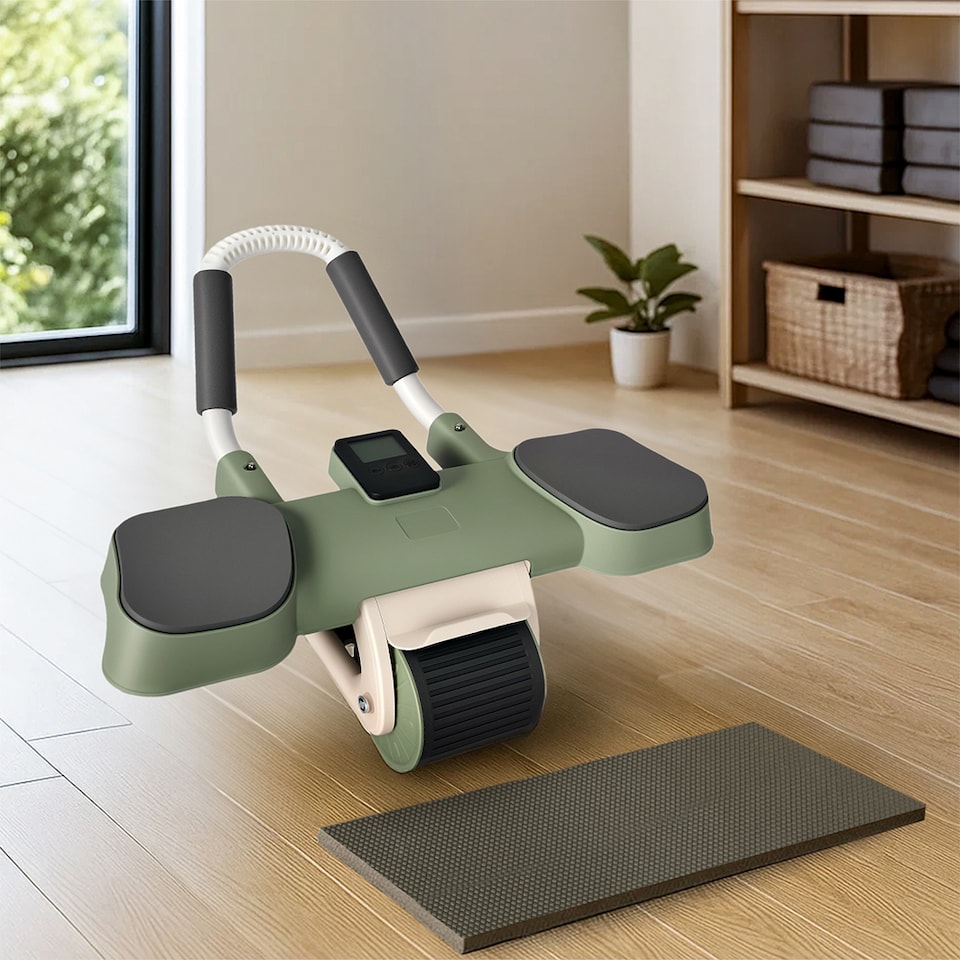 image 1 of Centra Ab Roller with Auto Rebound LCD Timer Elbow Knee Support Core Trainer