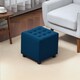 image 2 of HOMCOM Small Footstool Ottoman, Velvet Footrest, Square Foot Stool with Rubber Wood Legs and Padded Seat for Living Room, Bedroom, Entryway, 35 35 35cm, Blue | Blue | 1