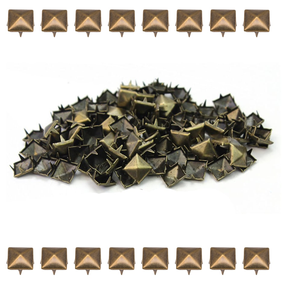 image 1 of 6mm Pyramid Shaped Nail Head Studs Square Metal Leather Rivets - 50pcs