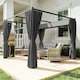 image 2 of Outsunny 3 x 3(m) Pergola with Retractable Roof and Curtains, Charcoal Grey