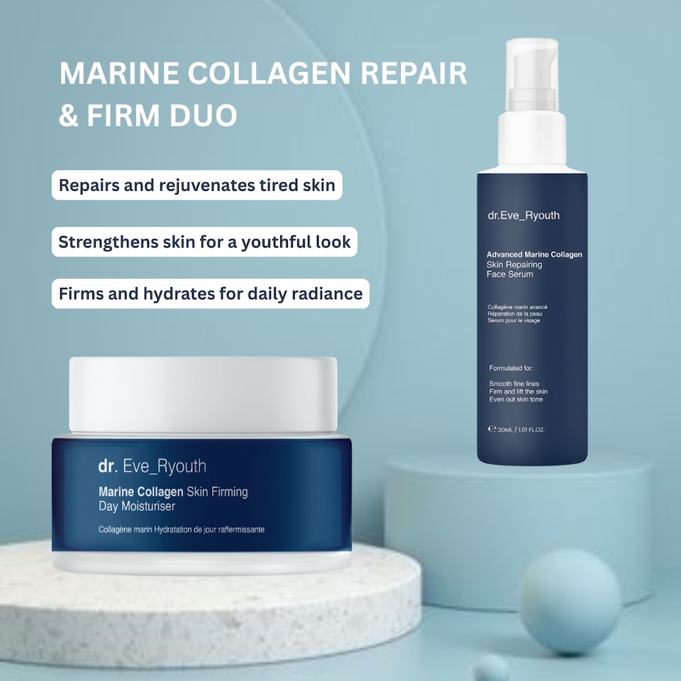 image 1 of Dr. Eve_Ryouth Advanced Marine Collagen Skin Repairing Face Serum 30ml + Marine Collagen Skin Firming Day Moisturiser 50ml