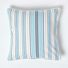 Homescapes Cotton New England Stripe Cushion Cover - 45 x 45 cm | Blue | Blue | 45 x 45 cm
