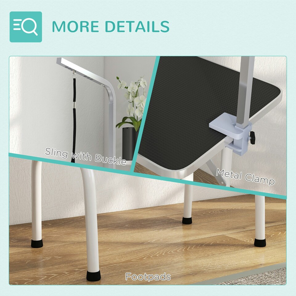 image 1 of PawHut Foldable Dog Grooming Table Adjustable Arm for Small Dogs 81x49x80 cm