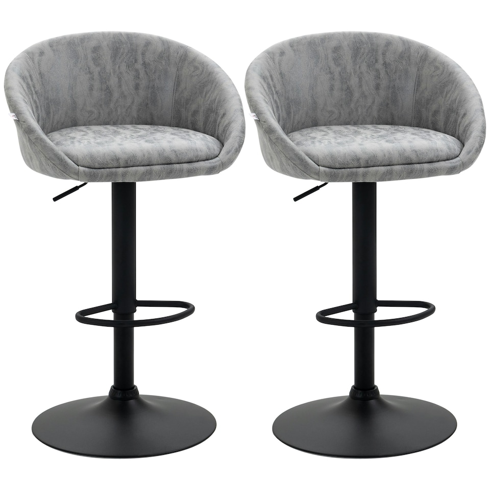 image 1 of HOMCOM Modern Swivel Bar Stools Set of 2 with Adjustable Height