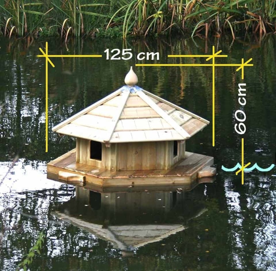 image 1 of Somerton Floating Duck Three Nest - Pressure Treated Red Pine - L125 x W125 x H60 cm | Brown | One Size